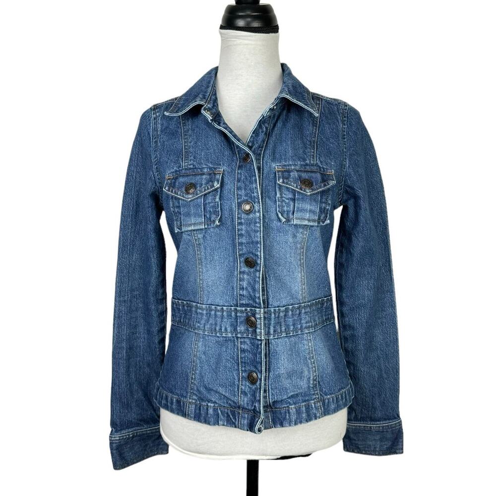 Old Navy | Vintage Y2K 2003 Medium Wash Cotton Denim Snap Button Jean Jacket